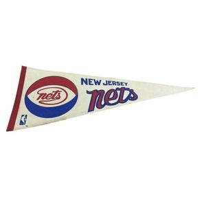 Vintage 1970's New Jersey Nets 29 Inch NBA Pennant NOS in Original Packaging